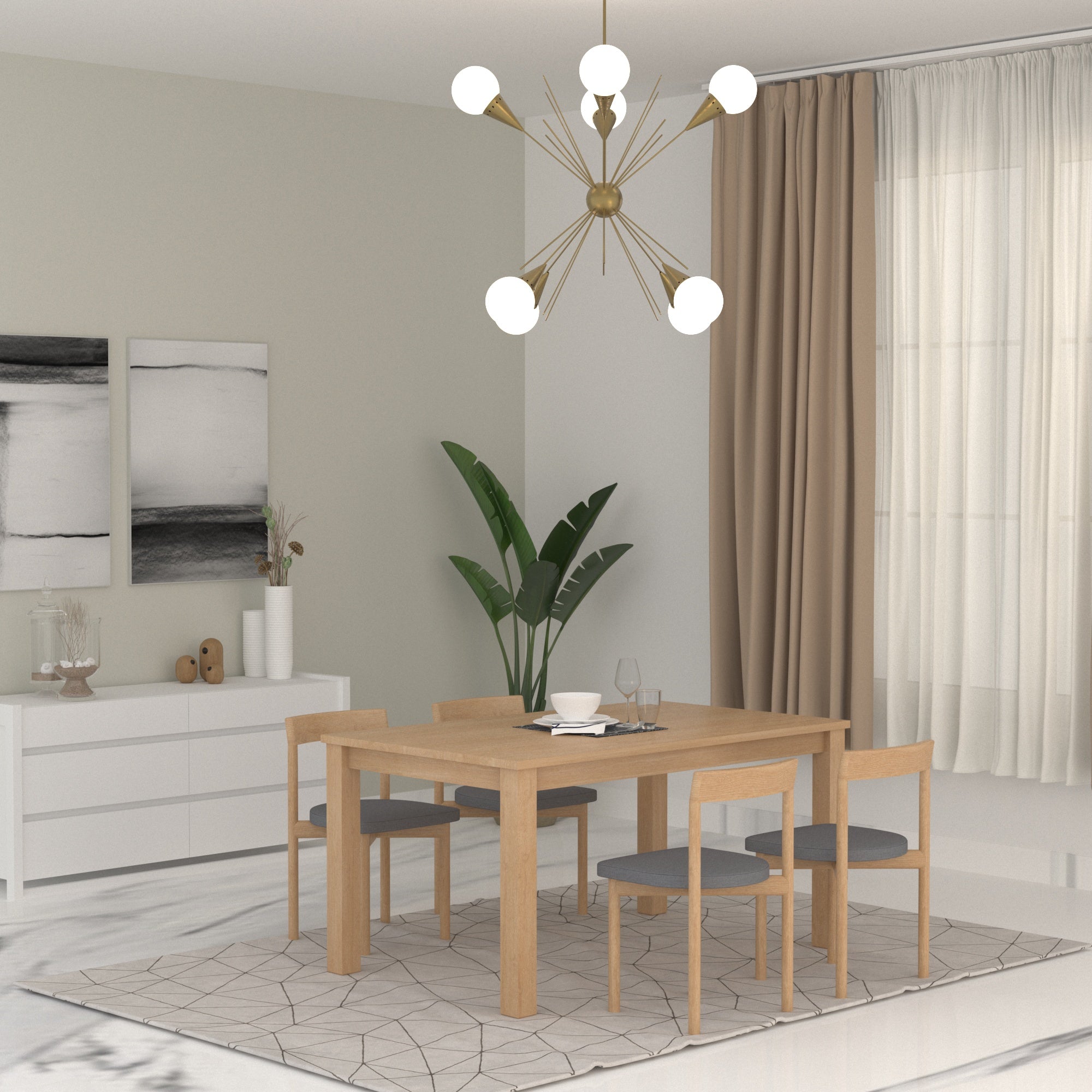 Dining table with square legs and a simple design Dining Table