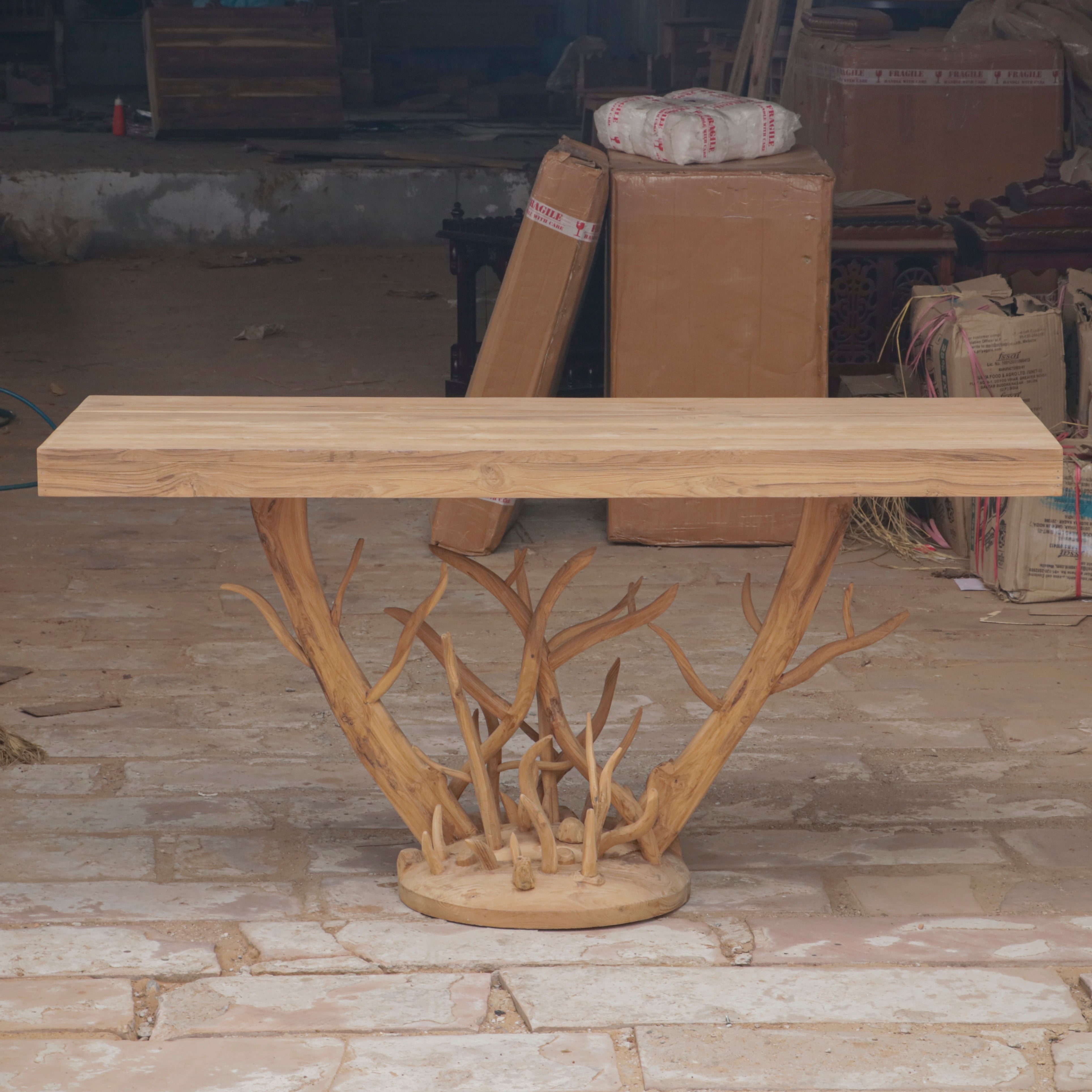 Solid Teak Rustic Root Concept Console Table Dining Table
